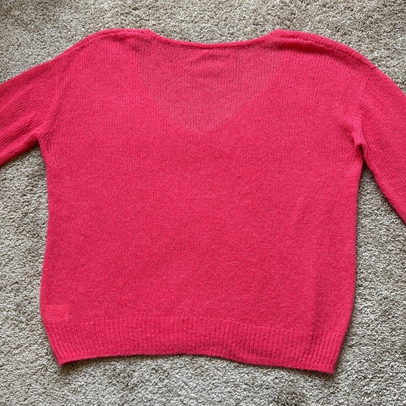 Free People Gossamer V Neck Pink Alpaca Wool Blend Oversized Sweater - Picture 5 of 10